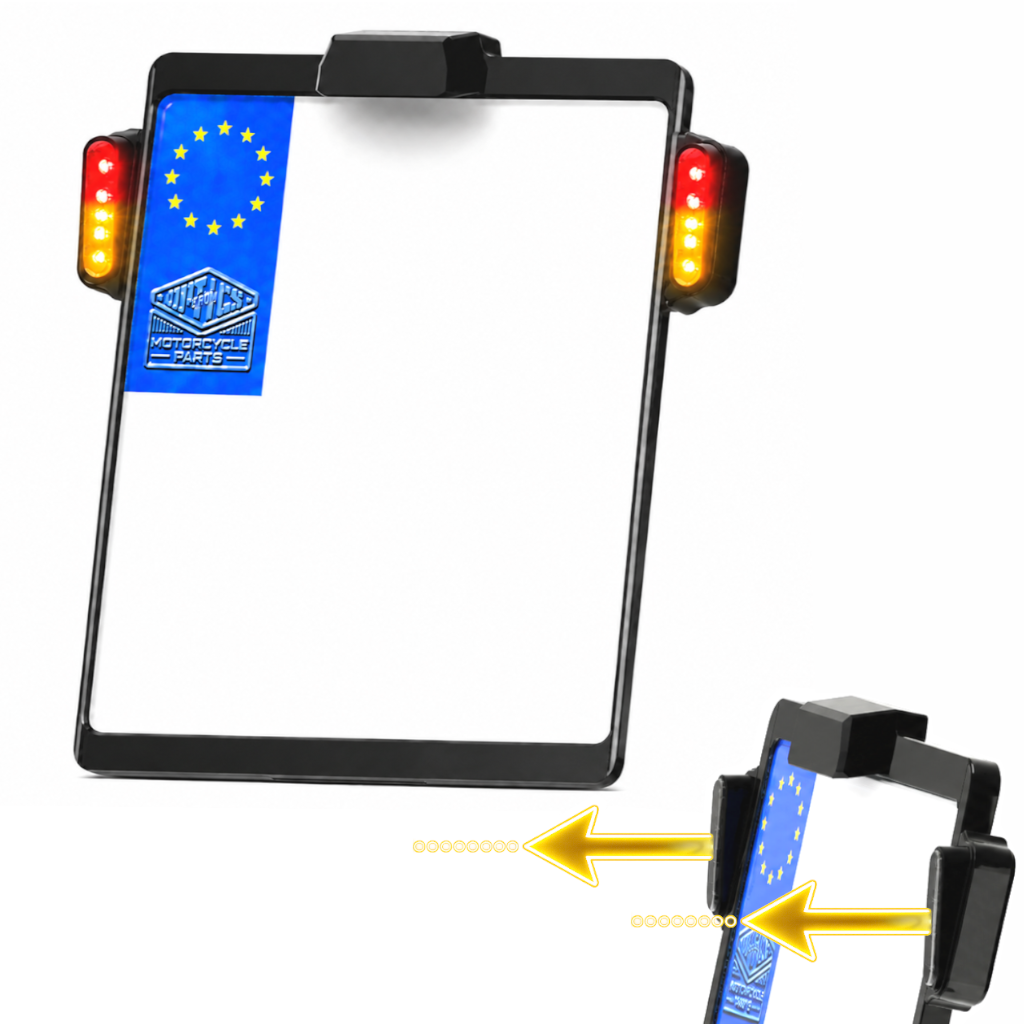 Kennzeichenhalter Platte Flash | Kennzeichenbeleuchtung | JAX Blinker 3 in 1 || Konzipiert für: Universal 180x200