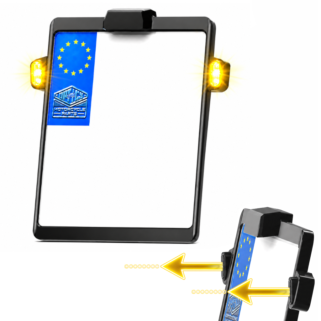 Kennzeichenhalter Platte Flash | Kennzeichenbeleuchtung | TIG Blinker || Konzipiert für: Universal 180x200