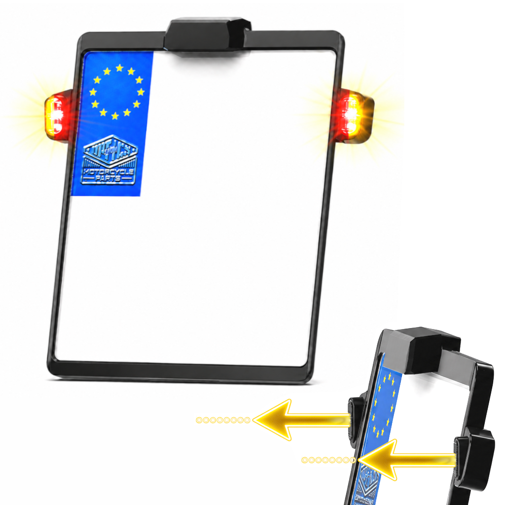 Kennzeichenhalter Platte Flash | Kennzeichenbeleuchtung | TIG Blinker 3 in 1 || Konzipiert für: Universal 180x200