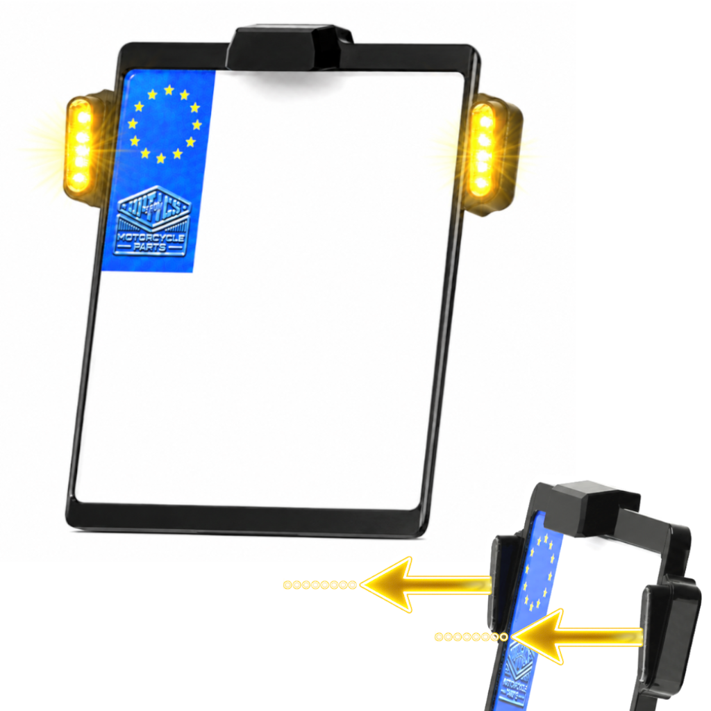 Kennzeichenhalter Platte Flash | Kennzeichenbeleuchtung | JAX Blinker || Konzipiert für: Universal 180x200