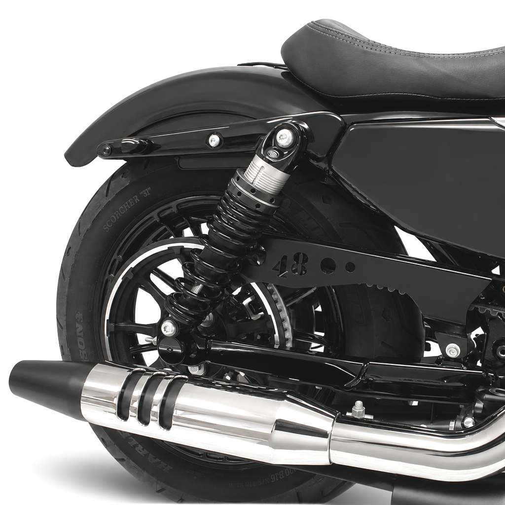 Kettenschutz schwarz || Konzipiert für: Harley Davidson Sportster Forty Eight Bj. 10 – 20