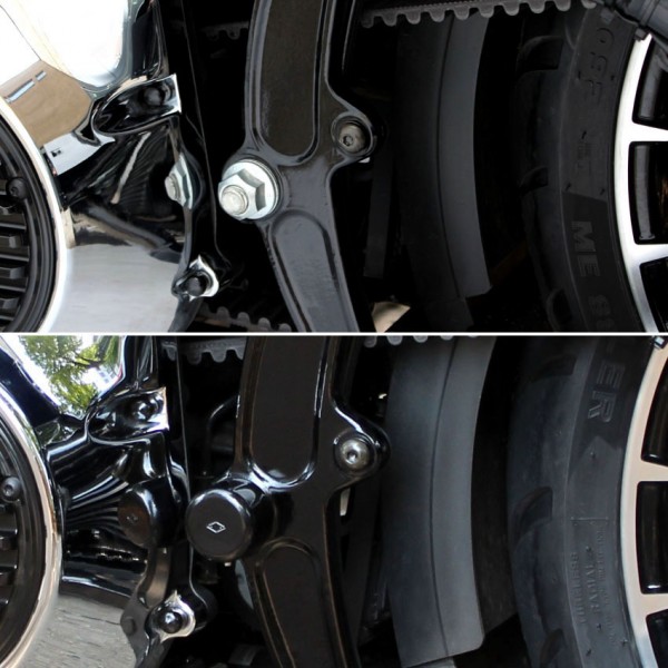 IRON OPTICS Schwingen Achsen Cover für Harley Davidson Softail bis 2017 Typ2